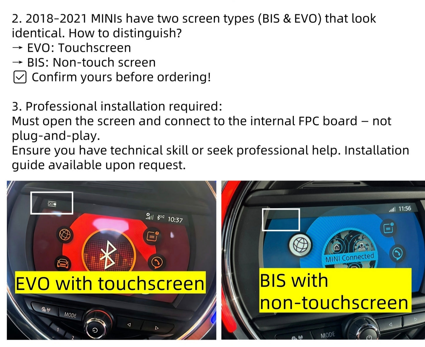 MINI BIS01 APPLE CARPLAY AND ANDROID AUTO INTERFACE